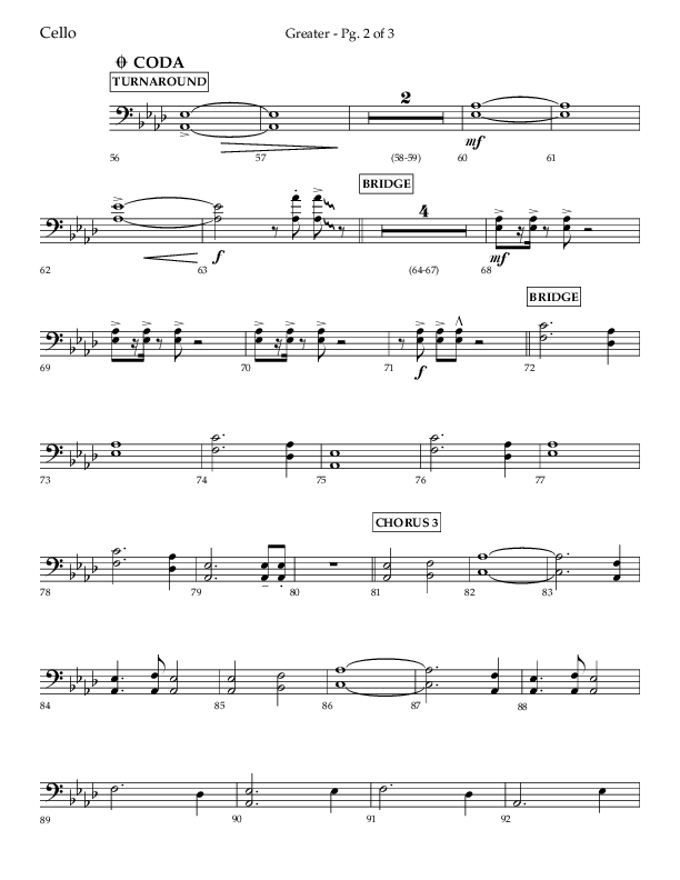 Greater (Choral Anthem SATB) Cello (Lifeway Choral / Arr. Craig Adams / Arr. Ken Barker / Orch. Danny Zaloudik)