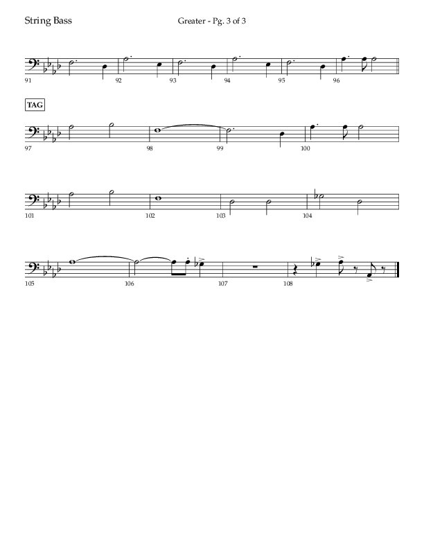 Greater (Choral Anthem SATB) String Bass (Lifeway Choral / Arr. Craig Adams / Arr. Ken Barker / Orch. Danny Zaloudik)