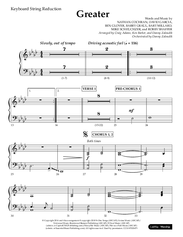 Greater (Choral Anthem SATB) String Reduction (Lifeway Choral / Arr. Craig Adams / Arr. Ken Barker / Orch. Danny Zaloudik)