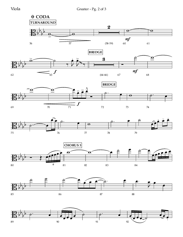 Greater (Choral Anthem SATB) Viola (Lifeway Choral / Arr. Craig Adams / Arr. Ken Barker / Orch. Danny Zaloudik)