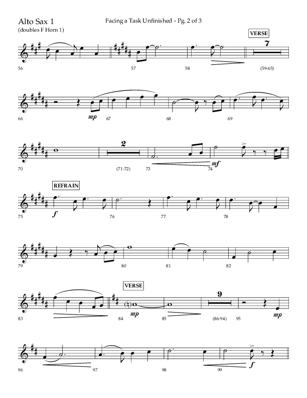 Facing A Task Unfinished (Choral Anthem SATB) Alto Sax (Lifeway Choral / Arr. David Hamilton)
