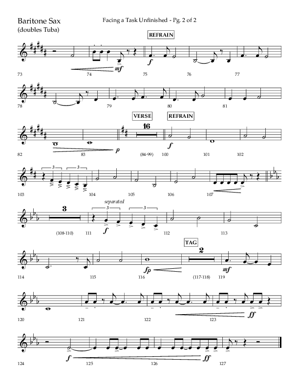 Facing A Task Unfinished (Choral Anthem SATB) Bari Sax (Lifeway Choral / Arr. David Hamilton)