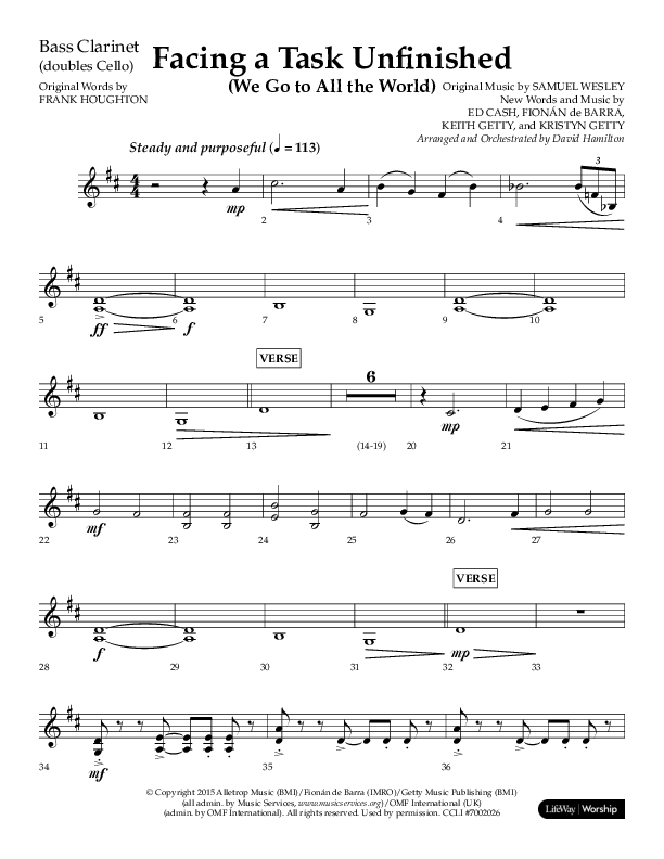 Facing A Task Unfinished (Choral Anthem SATB) Bass Clarinet (Lifeway Choral / Arr. David Hamilton)