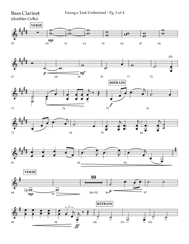Facing A Task Unfinished (Choral Anthem SATB) Bass Clarinet (Lifeway Choral / Arr. David Hamilton)