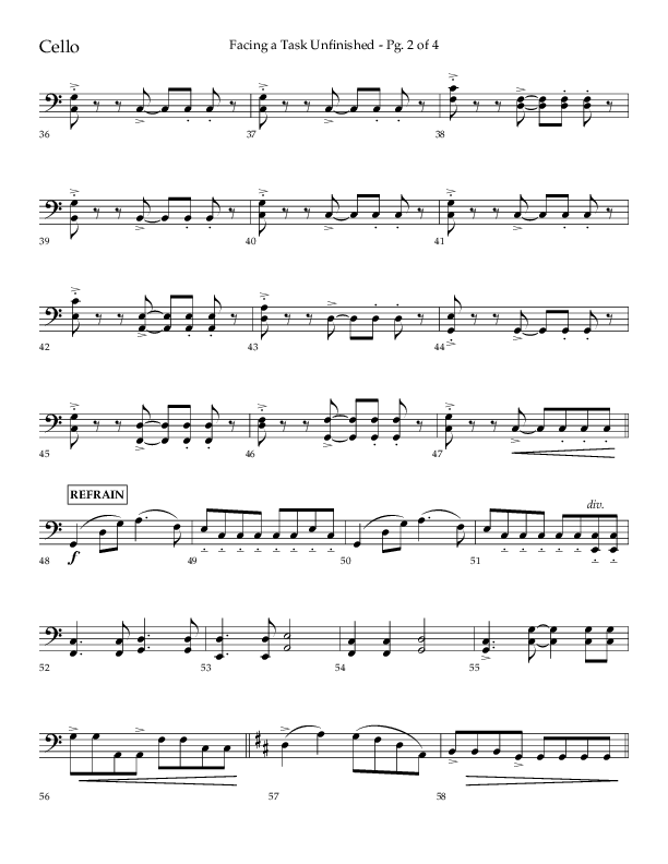 Facing A Task Unfinished (Choral Anthem SATB) Cello (Lifeway Choral / Arr. David Hamilton)