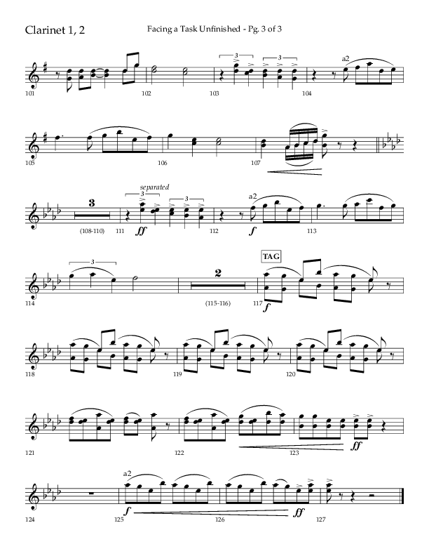 Facing A Task Unfinished (Choral Anthem SATB) Clarinet 1/2 (Lifeway Choral / Arr. David Hamilton)