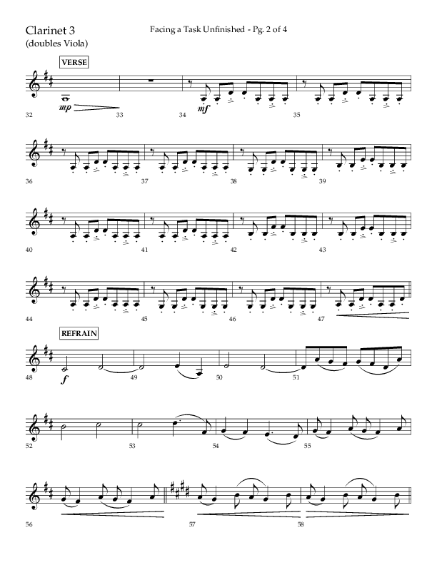 Facing A Task Unfinished (Choral Anthem SATB) Clarinet 3 (Lifeway Choral / Arr. David Hamilton)