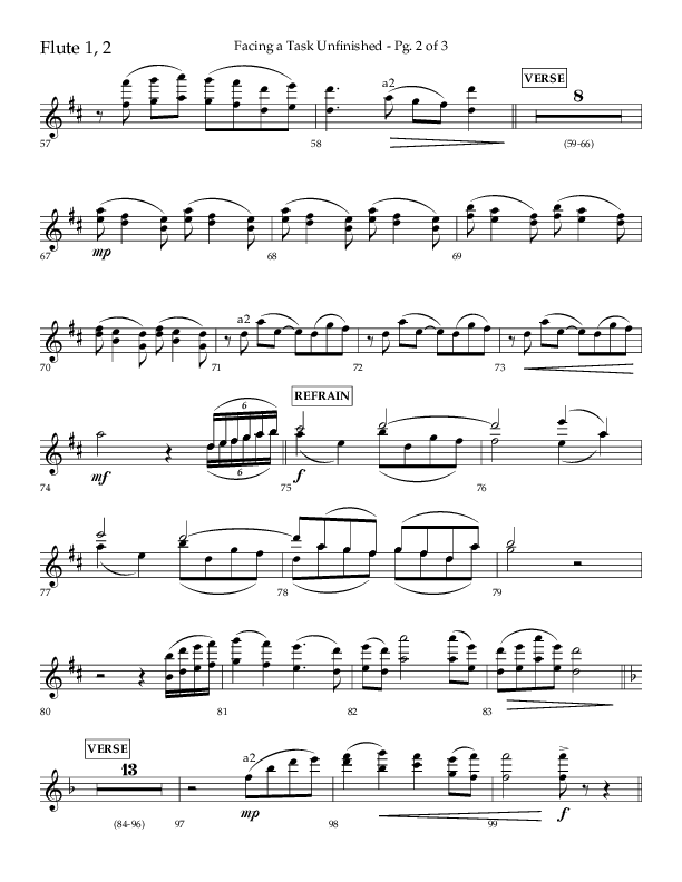 Facing A Task Unfinished (Choral Anthem SATB) Flute 1/2 (Lifeway Choral / Arr. David Hamilton)