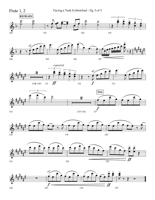 Facing A Task Unfinished (Choral Anthem SATB) Flute 1/2 (Lifeway Choral / Arr. David Hamilton)