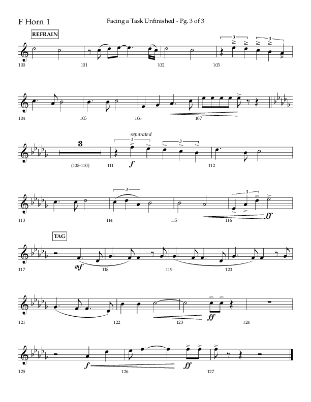 Facing A Task Unfinished (Choral Anthem SATB) French Horn 1 (Lifeway Choral / Arr. David Hamilton)