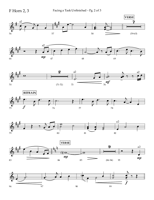 Facing A Task Unfinished (Choral Anthem SATB) French Horn 2 (Lifeway Choral / Arr. David Hamilton)