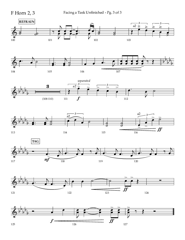 Facing A Task Unfinished (Choral Anthem SATB) French Horn 2 (Lifeway Choral / Arr. David Hamilton)