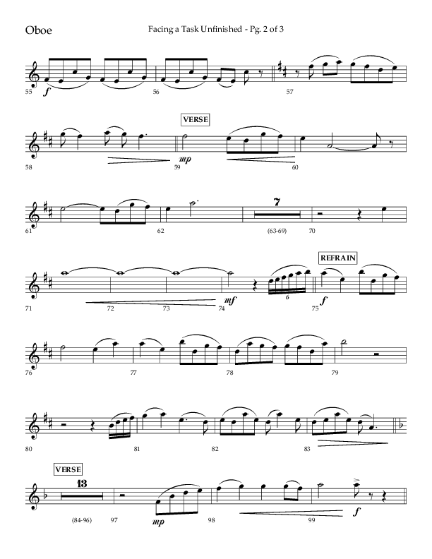 Facing A Task Unfinished (Choral Anthem SATB) Oboe (Lifeway Choral / Arr. David Hamilton)