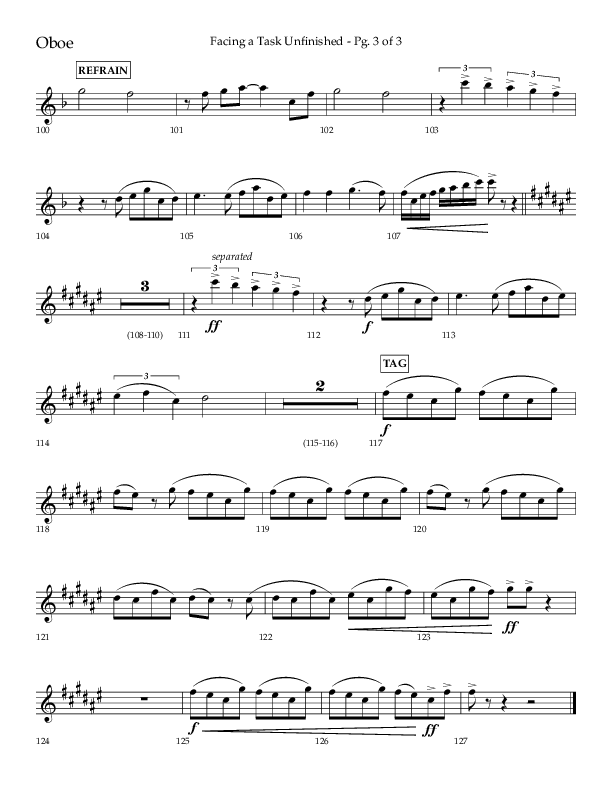 Facing A Task Unfinished (Choral Anthem SATB) Oboe (Lifeway Choral / Arr. David Hamilton)
