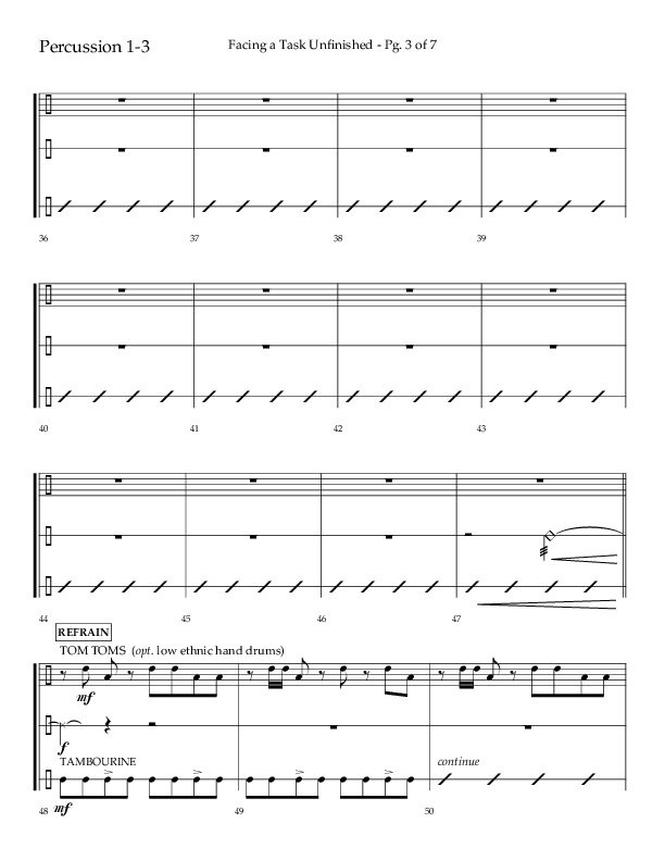 Facing A Task Unfinished (Choral Anthem SATB) Percussion 1/2 (Lifeway Choral / Arr. David Hamilton)