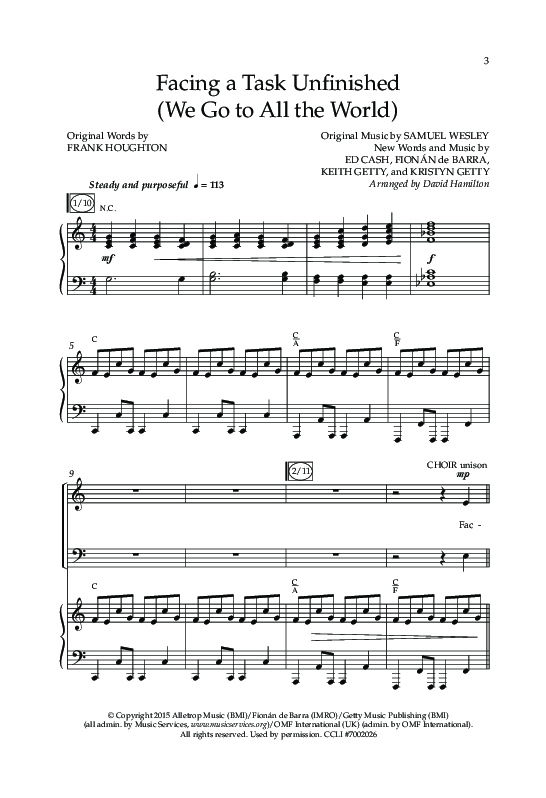 Facing A Task Unfinished (Choral Anthem SATB) Anthem (SATB/Piano) (Lifeway Choral / Arr. David Hamilton)