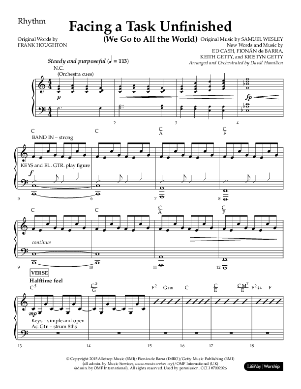 Facing A Task Unfinished (Choral Anthem SATB) Lead Melody & Rhythm (Lifeway Choral / Arr. David Hamilton)