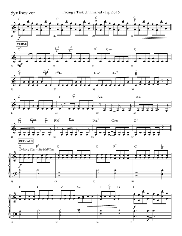Facing A Task Unfinished (Choral Anthem SATB) Synth (Lifeway Choral / Arr. David Hamilton)