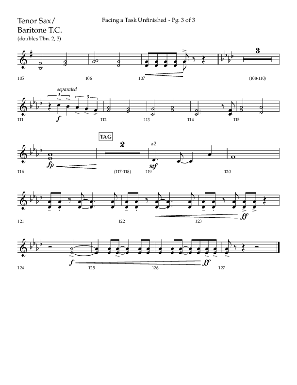 Facing A Task Unfinished (Choral Anthem SATB) Tenor Sax/Baritone T.C. (Lifeway Choral / Arr. David Hamilton)