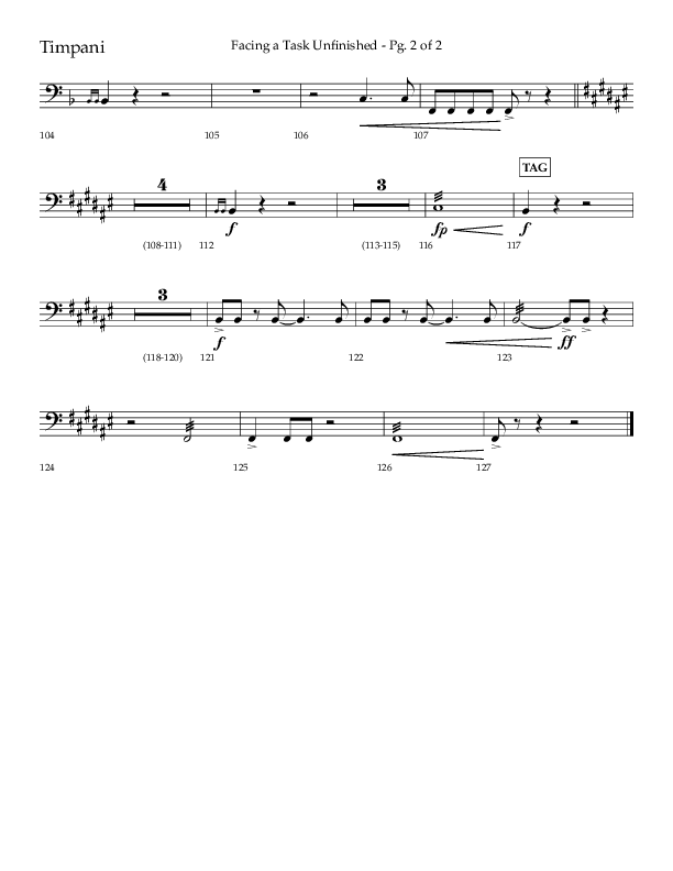 Facing A Task Unfinished (Choral Anthem SATB) Timpani (Lifeway Choral / Arr. David Hamilton)