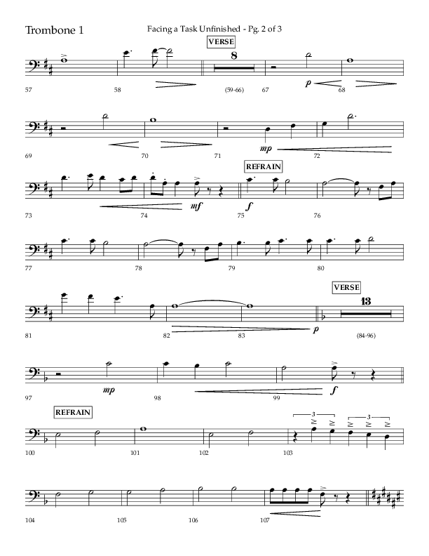 Facing A Task Unfinished (Choral Anthem SATB) Trombone 1 (Lifeway Choral / Arr. David Hamilton)