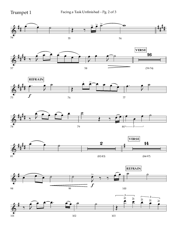 Facing A Task Unfinished (Choral Anthem SATB) Trumpet 1 (Lifeway Choral / Arr. David Hamilton)