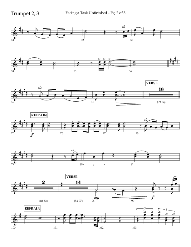 Facing A Task Unfinished (Choral Anthem SATB) Trumpet 2/3 (Lifeway Choral / Arr. David Hamilton)