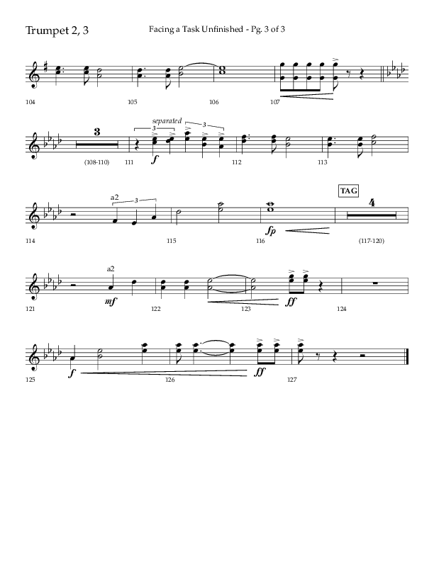 Facing A Task Unfinished (Choral Anthem SATB) Trumpet 2/3 (Lifeway Choral / Arr. David Hamilton)