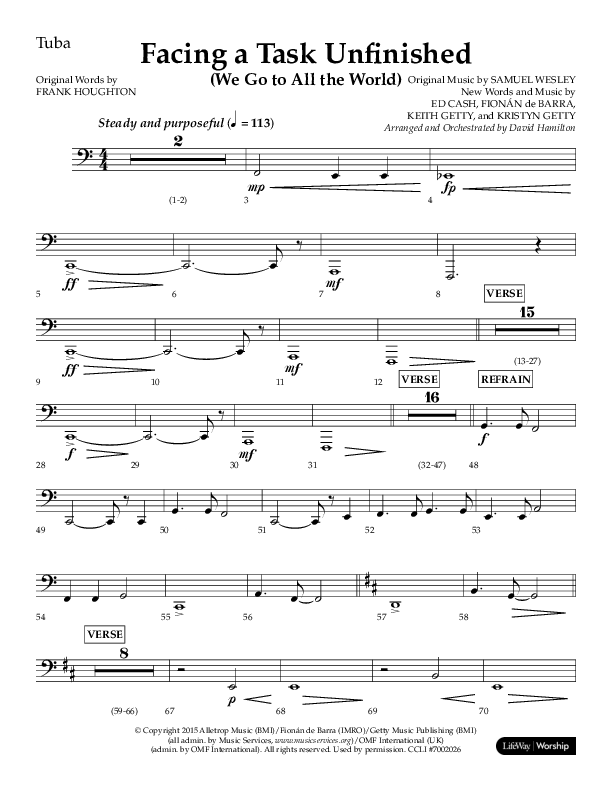 Facing A Task Unfinished (Choral Anthem SATB) Tuba (Lifeway Choral / Arr. David Hamilton)