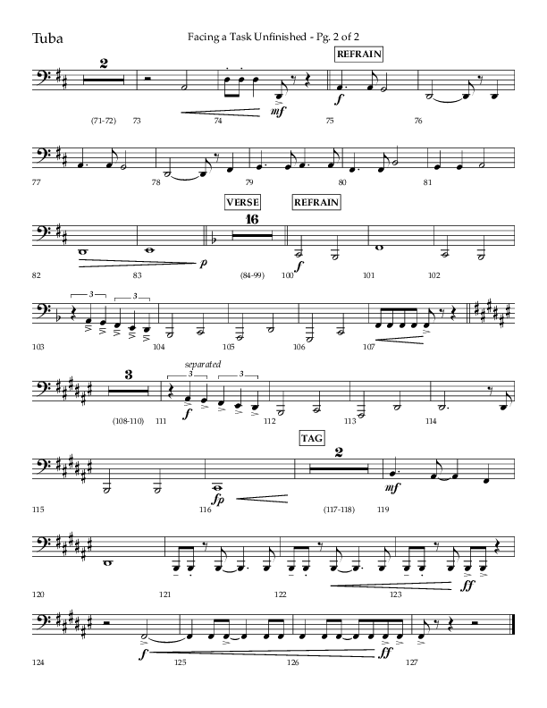 Facing A Task Unfinished (Choral Anthem SATB) Tuba (Lifeway Choral / Arr. David Hamilton)