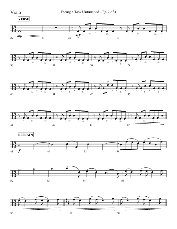 Facing A Task Unfinished (Choral Anthem SATB) Viola (Lifeway Choral / Arr. David Hamilton)