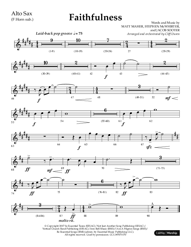 Faithfulness (Choral Anthem SATB) Alto Sax (Lifeway Choral / Arr. Cliff Duren)