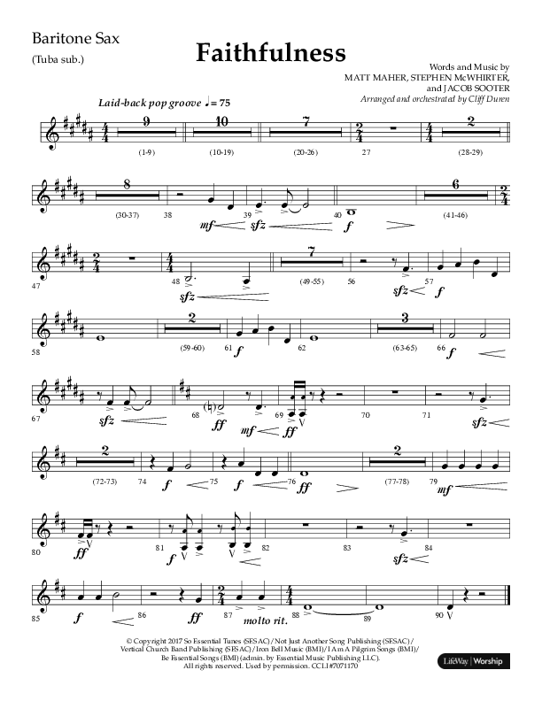 Faithfulness (Choral Anthem SATB) Bari Sax (Lifeway Choral / Arr. Cliff Duren)