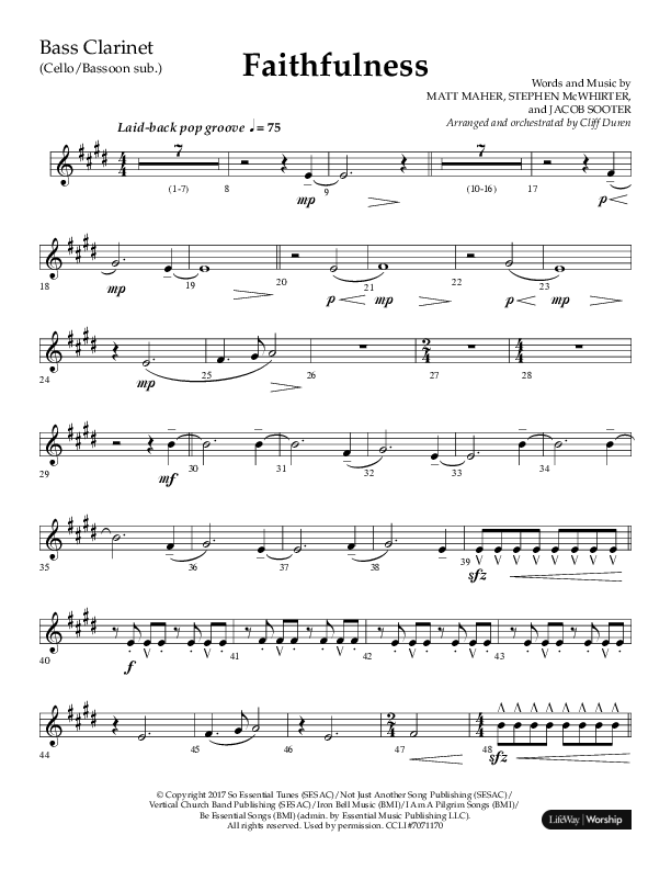 Faithfulness (Choral Anthem SATB) Bass Clarinet (Lifeway Choral / Arr. Cliff Duren)