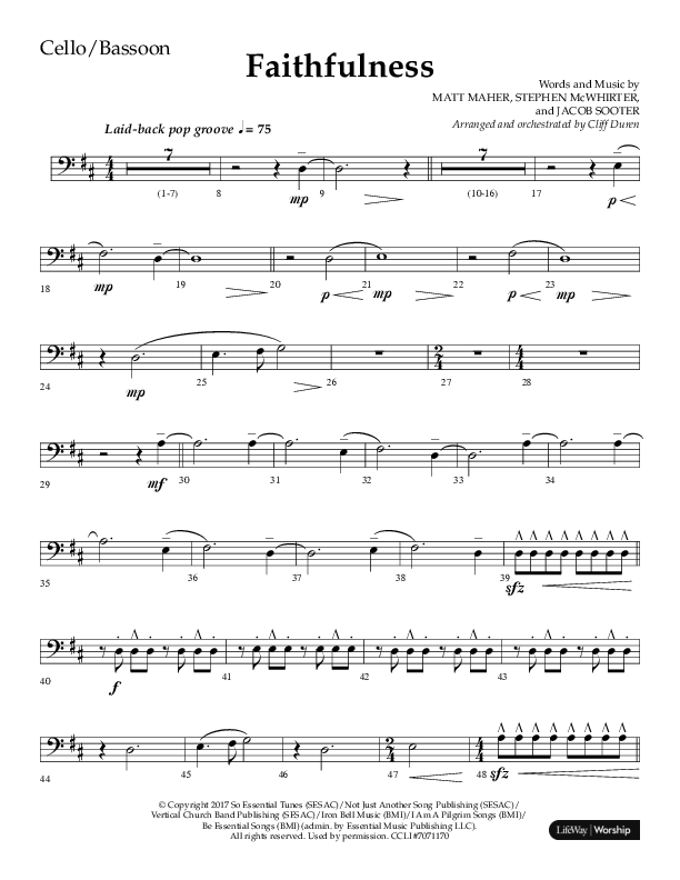 Faithfulness (Choral Anthem SATB) Cello (Lifeway Choral / Arr. Cliff Duren)