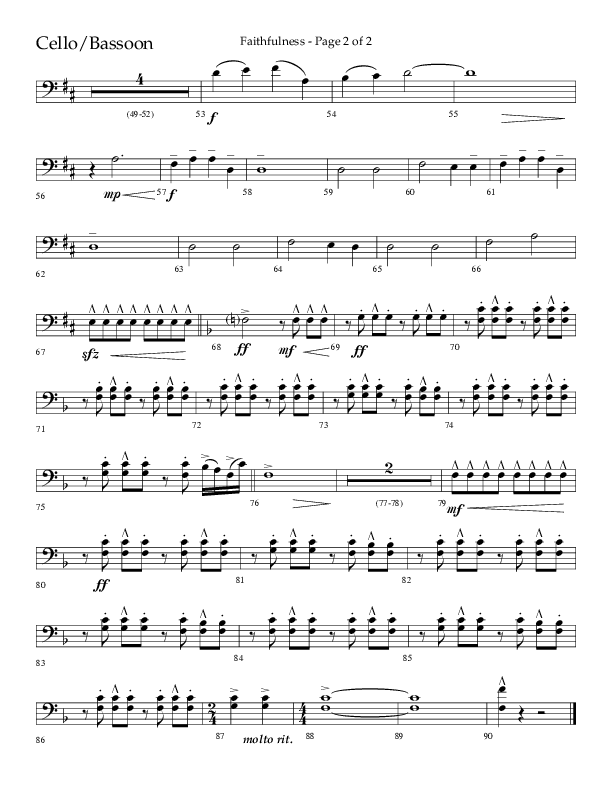Faithfulness (Choral Anthem SATB) Cello (Lifeway Choral / Arr. Cliff Duren)