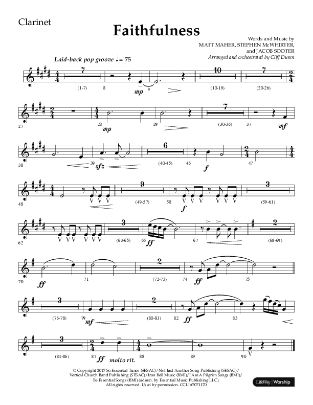 Faithfulness (Choral Anthem SATB) Clarinet (Lifeway Choral / Arr. Cliff Duren)
