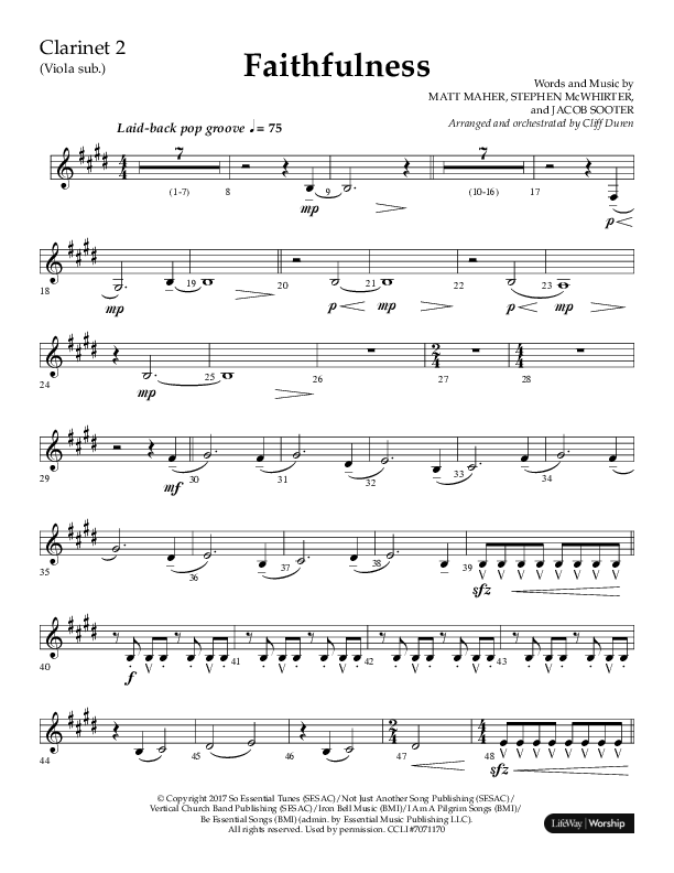 Faithfulness (Choral Anthem SATB) Clarinet (Lifeway Choral / Arr. Cliff Duren)