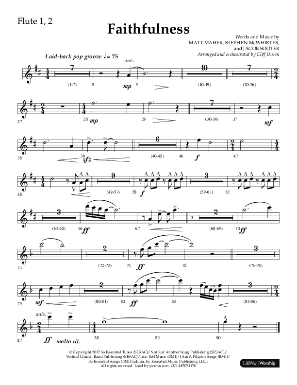 Faithfulness (Choral Anthem SATB) Flute 1/2 (Lifeway Choral / Arr. Cliff Duren)
