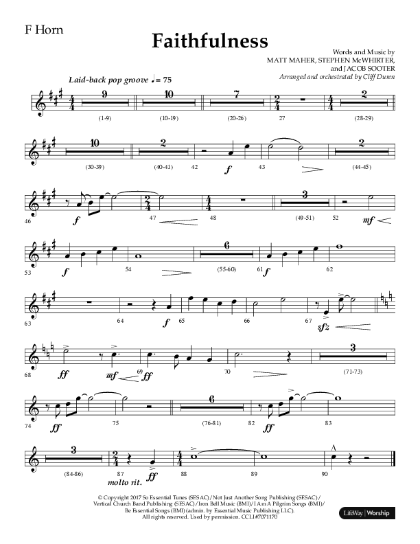 Faithfulness (Choral Anthem SATB) French Horn (Lifeway Choral / Arr. Cliff Duren)