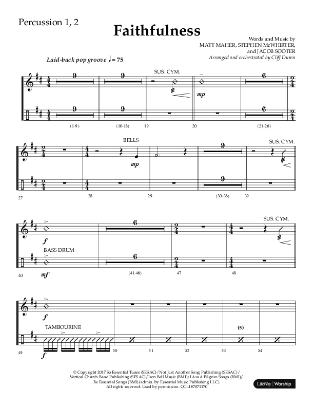 Faithfulness (Choral Anthem SATB) Percussion 1/2 (Lifeway Choral / Arr. Cliff Duren)