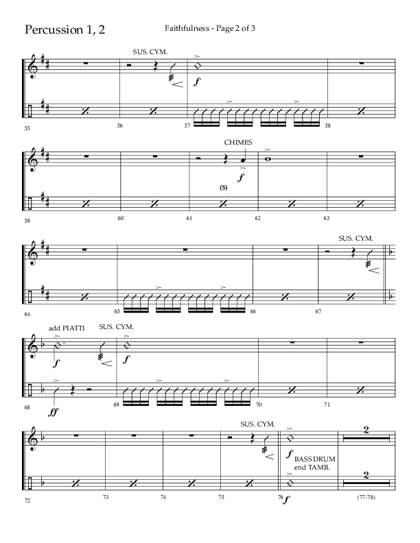 Faithfulness (Choral Anthem SATB) Percussion 1/2 (Lifeway Choral / Arr. Cliff Duren)