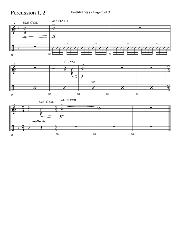 Faithfulness (Choral Anthem SATB) Percussion 1/2 (Lifeway Choral / Arr. Cliff Duren)