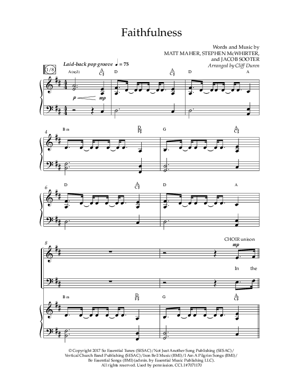 Faithfulness (Choral Anthem SATB) Anthem (SATB/Piano) (Lifeway Choral / Arr. Cliff Duren)