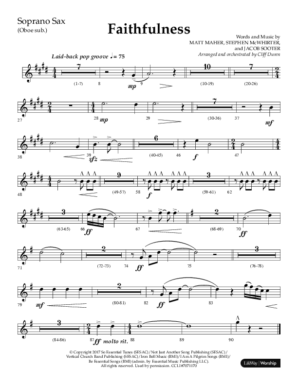 Faithfulness (Choral Anthem SATB) Soprano Sax (Lifeway Choral / Arr. Cliff Duren)