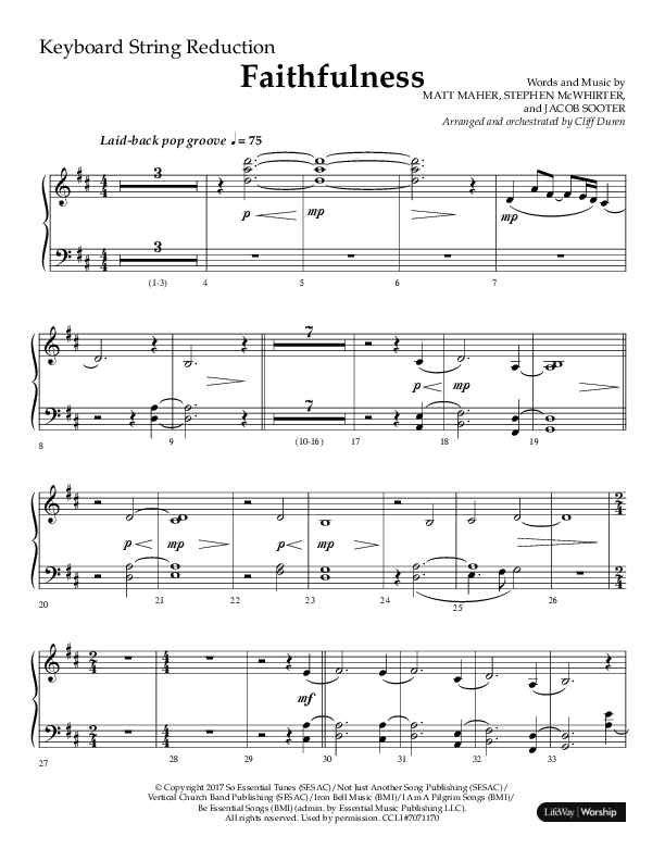 Faithfulness (Choral Anthem SATB) String Reduction (Lifeway Choral / Arr. Cliff Duren)