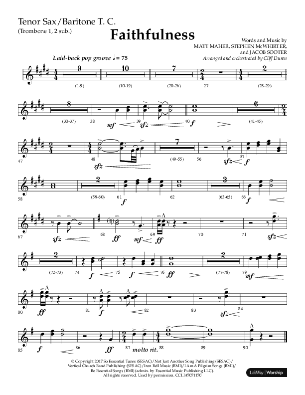 Faithfulness (Choral Anthem SATB) Tenor Sax/Baritone T.C. (Lifeway Choral / Arr. Cliff Duren)