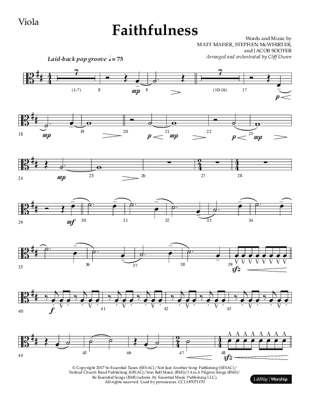 Faithfulness (Choral Anthem SATB) Viola (Lifeway Choral / Arr. Cliff Duren)
