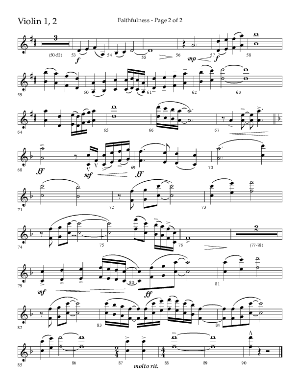 Faithfulness (Choral Anthem SATB) Violin 1/2 (Lifeway Choral / Arr. Cliff Duren)
