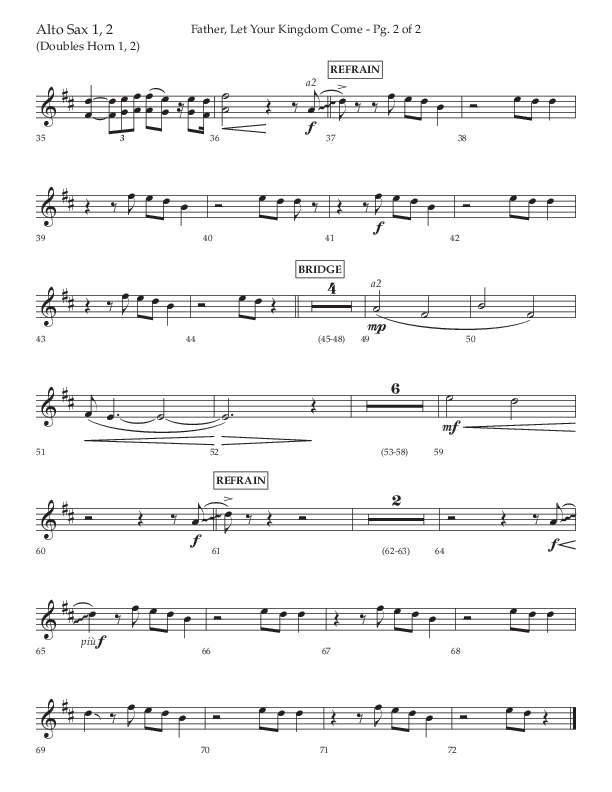 Father Let Your Kingdom Come (Choral Anthem SATB) Alto Sax 1/2 (Lifeway Choral / Arr. Joshua Spacht)